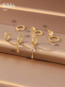 Hihho 3 Pairs French Luxury Style Exquisite Women's Accessories Suitable For Shopping, Commuting, Daily Wear And Dating - Earrings Set - View 6
