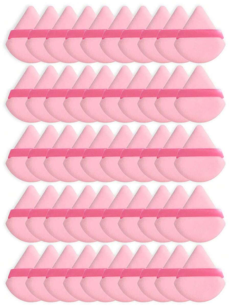 50/40/30/20/10/5/2pcs Velvet Triangle Powder Puff Set, Facial Makeup Tool, Powder Puff Set, Cushion Powder Puff, Reusable Makeup Sponge, Makeup Accessory, Dry And Wet Use Loose Powder Puff