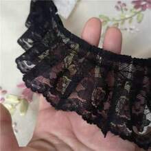 彈性蕾絲百褶邊,黑色彈性雙層百褶蕾絲緞帶,適用於縫紉 DIY 手作服飾 - 多款式 - 查看 11