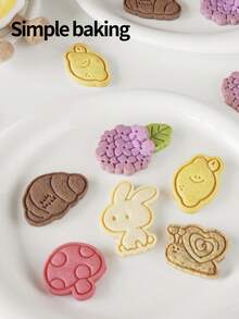 1 pieza Molde de galleta con forma de conejo lindo, 1 pieza Sello de galleta con patrón de conejo, crisantemo y rosa, 1 pieza Molde de galleta para hornear padre-hijo, 1 set Kit de herramientas para hacer postres en forma de corazón para mamá - Ver 11