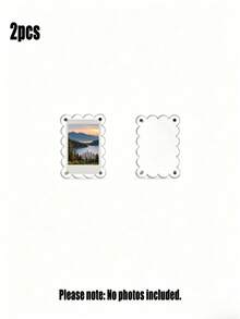 9/4/2PCS Acrylic Magnetic Picture Frames For Fridge, 2.6 X 3.9Inch Clear Scalloped Acrylic Photo Frame For Mini & Wallet-Size Photos, Transparent Refrigerator Magnet Photo Display, Wallet Size Photo Frame, Fridge Decor - Multicolor - View 8