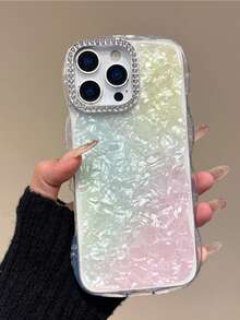1pc Rainbow Shell Pattern Phone Case Compatible With Reno15F/Reno15FS, Note15 4G/5G, V60lite 4G/5G, S26plus, Rhinestone Camera Frame, High Aesthetic For Girls - Multicolor - View 1