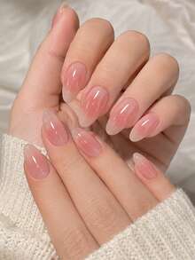24片短款杏仁形美甲贴纸，法式极简粉色扎染美甲，适合夏季，甜美清新DIY美甲装饰，适合女性和女孩日常、工作、旅行美甲护理用品 - 彩色 - 查看 2