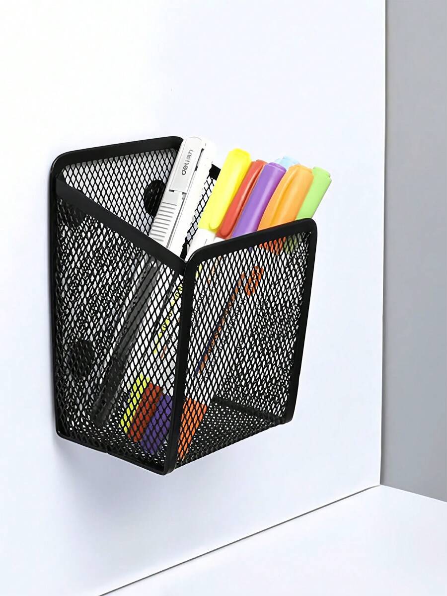 10pcs/1set Magnetic Mesh Pen Holder Powerful Magnet Square Minimalist Desk Organizer Box Iron Wire Pen Rack Strong Magnetic Iron Wire Pen Rack Suitable For Whiteboard Office Refrigerator Whiteboard Kitchen Storage Cabinet Office School Supplies