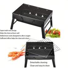 Foldable Portable Charcoal BBQ Grill, Stainless Steel Barbecue Grate with Large Cooking Area, Compact Folding Grill for Outdoor Camping Picnic Garden Backyard Party, Even Heat Distribution Easy to Clean - Schwarz - Übersicht 4