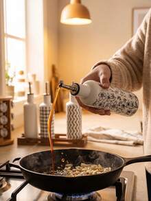 DearDali 1pc 400ml Minimalist Modern Style Ceramic Oil Bottle, Large Capacity Soy Sauce/Vinegar/Condiment Dispenser, Leak-Proof Design, Slim Spout For Precise Pouring, Easy Pouring Without Dripping, Kitchen Cooking/Home Daily/Holiday Gift - Multicolor - View 10