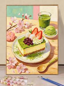 Bộ tranh kỹ thuật số tự làm hình bánh tart việt quất với hoa oải hương và hoa cúc, kích thước 40x50cm/16x20 inch, quà tặng ngày lễ. - 40*50 cm - Xem 13