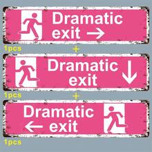 1pc Vintage Dramatic Exit /To The Left/Downward Direction/ Pvc Sign - Multipurpose 16x4 Inch Wall Hanging Decor For Home, Room, Bathroom, Bar, Cafe 100x400mm - Multicolor - View 16