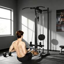 SOOZIER Cable Machine, Dual Pulley System With Pull Up Bar And 14 Adjustable Positions, Cable Crossover Machine Home Gym Fitness For 1" Weight Plates - Black - View 8