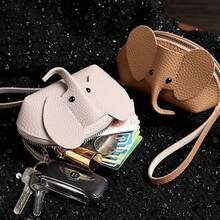Dompet Koin Gajah 3D Lucu, Dompet Mini Kulit Imitasi Lychee, Dompet Kartu dan Kunci Portabel dengan Resleting untuk Menyimpan Koin, Lipstik, dan Barang Kecil Lainnya - View 3