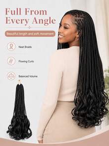 French Curl Crochet Braids, Pre-Looped French Curly Box Braids With Soft Curly Ends, Black Synthetic Braiding Hair Extensions For Women, Lightweight Easy-Install Boho Goddess Crochet Hair, Halloween - Multicolor - View 7