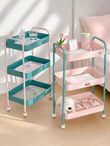 1 pieza Carro de almacenamiento rodante de metal de 3 niveles con ruedas y asa, carrito de utilidad móvil multifuncional, estantería de almacenamiento de gran capacidad para cocina, baño, sala de estar, dormitorio y oficina - Multicolor - Ver 4