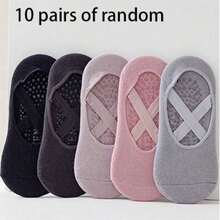 1/3/5/10 Random Assorted Women's Non-Slip Yoga Socks With Cross Strap Pilates Socks - Multicolor - View 15