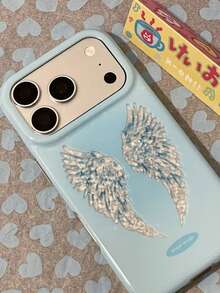 高級藍色漸層水鑽翅膀設計手機殼，適用於 Apple 17 Pro Max、17 Pro、16 Pro、16 Pro Max、15 Pro、15 Pro Max，防震保護殼，女性專用，獨特時尚 - 藍色 - 查看 3