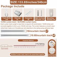 4-In-1 Adhesive + Drill-Free Curtain Track System - Ceiling/Wall Mount, Adjustable Length, Easy Installation For Bathrooms, Windows, Bathrooms, Room Dividers, Cabinets & More - Self-adhesive and Drillable Installation Upgrade Version - View 22