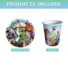 40pcs Party Supplies,Included Plates,Paper Cup For Birthday Party Decorations,For Party Decorations, Party Supplies - Multicolor - View 3