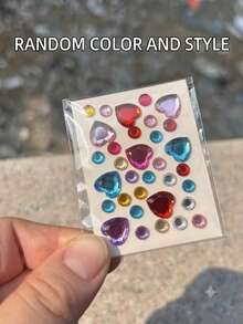 4pcs DIY Acrylic Rhinestone Pet Stickers - Colorful Heart, Flower, Star Shapes, Random Colors And Styles, Suitable For Dog And Cat Grooming Decoration - Multicolor - View 11