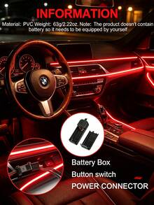 RGB EL 導線汽車內飾氛圍燈，USB 聲控霓虹燈條，適用儀表板與車門裝飾，可彎曲 DIY 霓虹燈帶，適合派對與服裝裝飾 - 多色光 - 查看 3