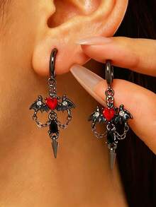 1 Pair Dark Gothic Demon Wing Pendant Earrings Ear Clips, Sweet & Cool Kids Jewelry - Black - View 1