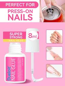 8ml Super Strong Nail Glue, Suitable For Nail Plates, Acrylic Nails And Press-On Nails, Long-Lasting And Durable, Applicable For Acrylic Nails, Fake Nails, Nail Gel, Random Delivery - 粉色 - 查看 7