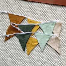 Morandi Color Cotton Fabric Triangle Bunting, Fabric Triangle Flag Garland, Suitable For Birthday Party, Picnic, Tent, Wall Decoration - Multi-color - View 4