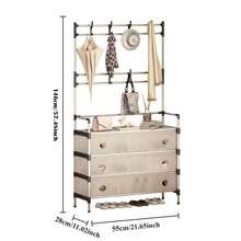 Five-Tier Dustproof Shoe Rack With Doors: Multiple Storage Levels, Individually Stackable Design, Metal Frame, 10 Hooks, And A Separate Coat/Shoe Rack. - Black - View 8