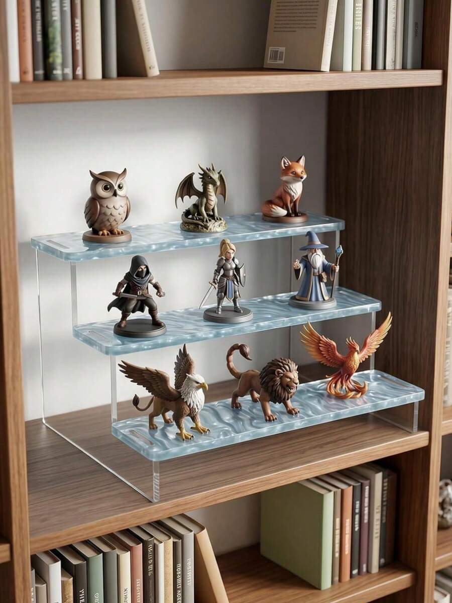 1pc 3-Tier Mica Ripple Acrylic Display Stand, Perfume Organizer Display Riser,Clear Cosmetic Display Shelf For Bathroom Vanity,Cupcake Stand For Party Dessert.Suitable For Perfume Collectors,Beauty Store Merchants,Etc.Modern Minimalist Style.