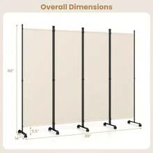 [Free Shipping] 4-Panel Room Divider With Lockable Wheels For Living Room-Beige-XY744263 - FXCPPLHTXPEEX - View 4