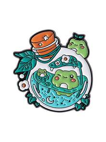 可愛青蛙生態缸胸針－迷你瓶中世界琺瑯別針，適用於包包與夾克配件 - 彩色 - 查看 12