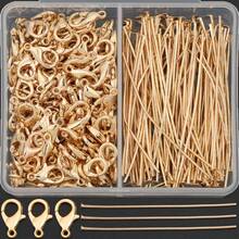 100pcs/120pcs/150pcs DIY Jewelry Clasp Parts Set With Lobster Clasp, (Approx. 50mm) Flat Head Pin, Suitable For Braided DIY Keychain, Necklace, Bracelet, Earring Accessories, Bag Pendant Connector Pin, Cuttable And Bendable Bead Stringing Pin, Bead Connector, DIY Jewelry Making Materials - Lobster Clasp & Flat-head Pin - View 8