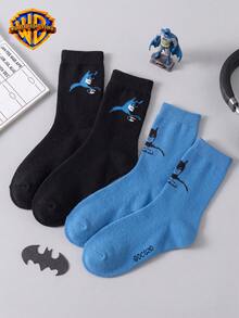 1/2 Pairs Warner Bros Cartoon Mid-Calf Socks, Unisex Superhero Blue & Black  &  Socks - Multicolor - View 5