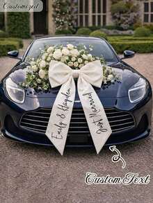 客製化婚車蝴蝶結，個性化姓名大號緞面蝴蝶結，新娘婚車裝飾，浪漫婚禮拍照道具，裝飾用，可重複使用，居家適用 - 彩色 - 查看 3