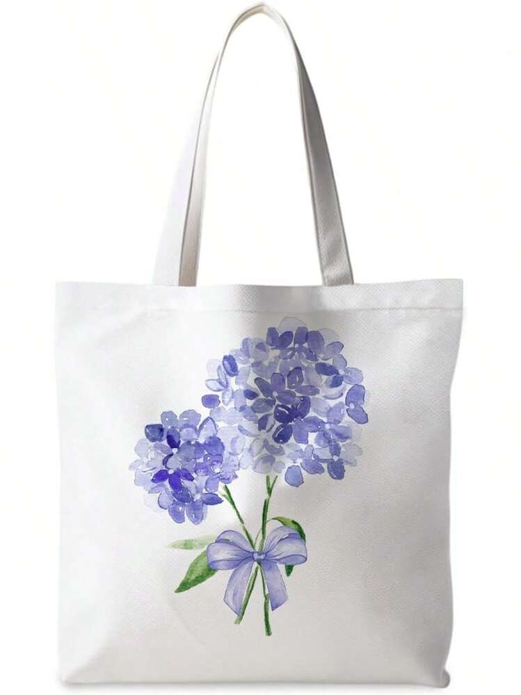 Blue Hydrangea Floral Canvas Tote Bag, Hydrangea Gifts, Summer