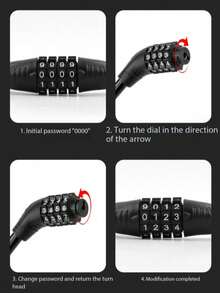 1pc Bicycle 4-Digit Combination Lock, Mountain Bike Portable Anti-Theft Lock, Cycling Gear - Multicolor - View 3
