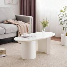 316101102WAA 100 Cm Irregular White Coffee Table, Stable And Durable - High-Quality MDF, Lacquered Surface, Smooth Touch, Irregular Tabletop With Elegant Curves - 白色 - 查看 2