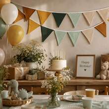 Morandi Color Cotton Fabric Triangle Bunting, Fabric Triangle Flag Garland, Suitable For Birthday Party, Picnic, Tent, Wall Decoration - Multi-color - View 1