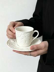 1 Set Pastoral Grape Vine Ceramic Cup And Saucer, Afternoon Tea Coffee Cup And Saucer, Breakfast Milk Cup - Multicolor - View 8