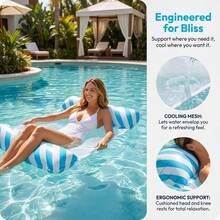 Mesh Breathable Inflatable Float With Pillow Design, Comfortable Reclining Without Pressure, Thickened PVC And Durable, Good Load-Bearing And Anti-Flip, Pool Float / Beach Mat Dual Use, Quick Inflation And Deflation, Portable And Easy To Store, Summer Water Play - Multicolor - View 8