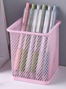 1pc Hollow Mesh Pen Holder Storage Box, Minimalist Multifunctional Stationery Organizer Rack,Suitable For Office Use, Back To School Season And Learning Supplies,Make Up Organizer,Halloween And Christmas Gifts,Dorm Room Essentials College, Room Decor - Multicolor - View 9