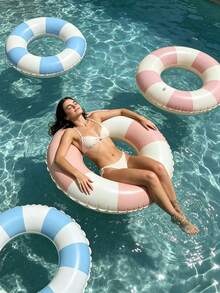 1pc Inflatable Swim Ring, Thickened PVC Retro Striped Swim Ring, Adult Inflatable Armpit Swim Ring - Multiple Styles - View 1