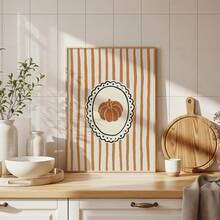 1pc Frameless Cozy Rustic Striped Pumpkin Fall Harvest Wall Art Canvas Poster, Vintage Whimsical Halloween Decor For Bedroom, Living Room, Apartment, Dorm, Modern Home Decoration, Best Gift Choice - Cartoon - View 2