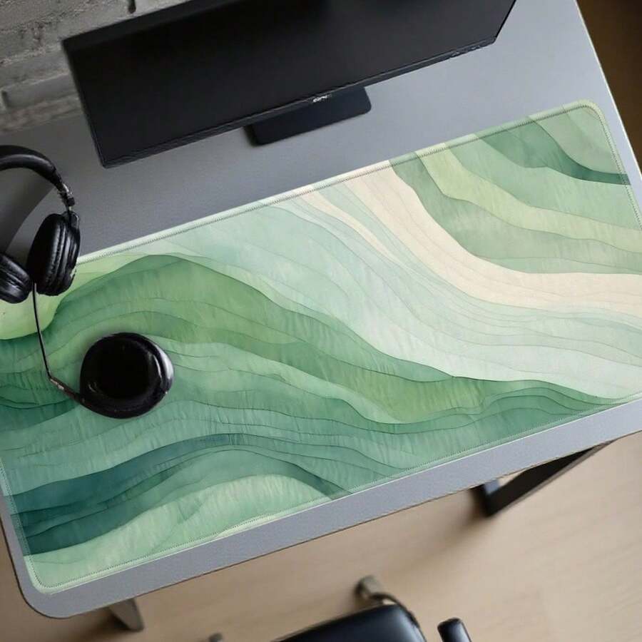 1pc Large Gaming Mouse Pad, Green Textured Design, Anti-Slip Washable Rubber Base, Large Size Desk Mat Office Accessory, Stain-Resistant Gaming Mouse Pad, Ideal Gift - Mouse Pad - View 1