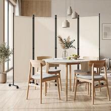 [Free Shipping] 4-Panel Room Divider With Lockable Wheels For Living Room-Beige-XY744263 - FXCPPLHTXPEEX - View 1