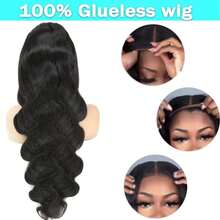 13x6 Glueless Wigs Human Hair Pre Plucked/Cut 26 Inch Wear And Go Wig 10A HD Body Wave Lace Front Wigs Human Hair 180 Density Wigs For Women No Glue 3 Seconds For Beginners - 13x6 Glueless Black Wig - View 5
