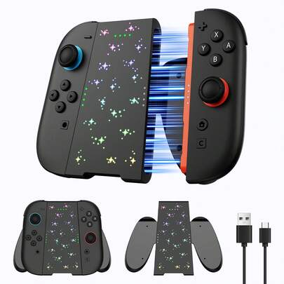 Switch NS 2 Joy-Con Ladegriff mit Sternen-LED-Beleuchtung, magnetischer Verschluss & Rückverschluss, 2,5 Std. Schnellladung, 1,2m Kabel, Spielen während des Ladens, nur für NS 2 Joy-Con