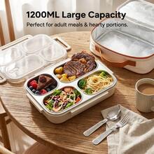304 Stainless Steel Lunch Box With Compartments,Divided Bento Box, Leak-Proof Lunch Container, Portable Fruit Salad Food Storage Container,Dishwasher & Microwave Allowable,Suitable For Students Adults Use In School, Office, Picnic,Back To School - Multicolor - View 5