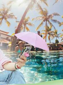 Mini Sunshade Umbrella With Universal Pig-Shaped Suction Cup Phone Holder, Outdoor Anti-Glare Sunshade Cover, Polyester Fiber Material, Rainproof And Sunproof, Includes Screen Protector - Black - View 10