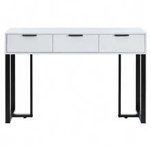 Modern Console Table With Drawers, Gold-Colored Frame, Adjustable Feet, And Elegant Handles (White+Black) - 黑與白 - 查看 7