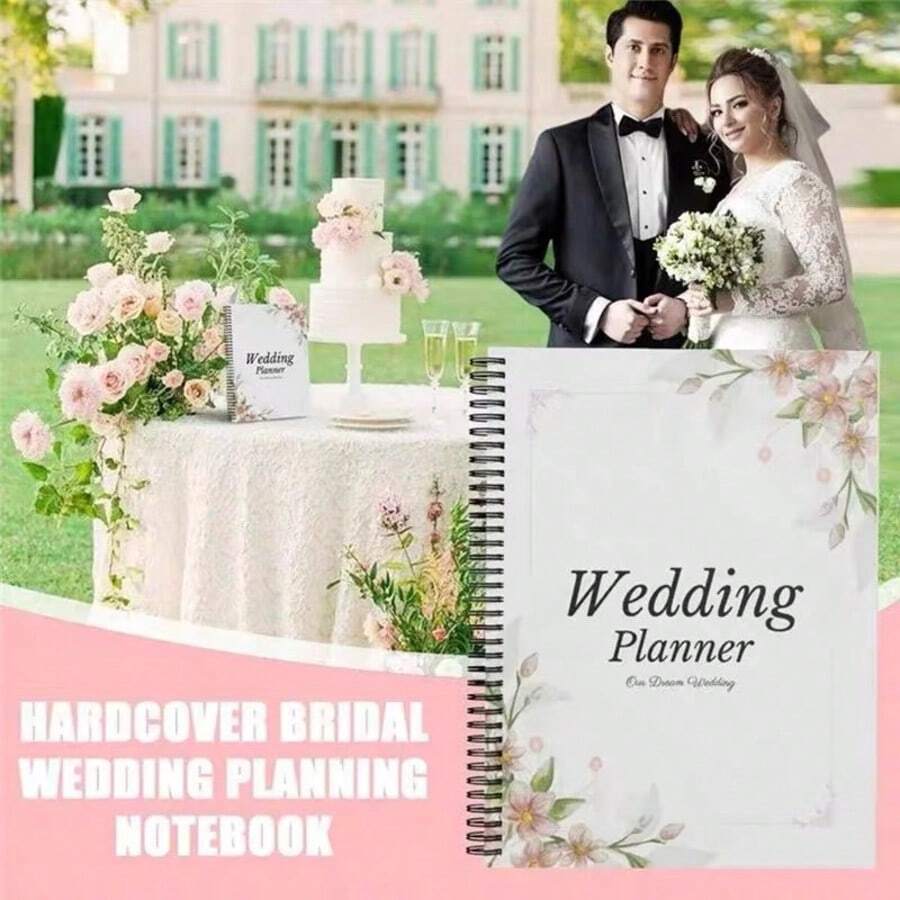Wedding Planning Checklist & Budget Planner - A5 Size, White Spiral Bound Notebook, Decorated With Floral Pattern, Contains 86 Pages Of Lined Paper, Divided Into 6 Sections (Guest List, Vendors, Decor, Attire) - Universal Wedding Planning Template For Couples, Wedding Supplies, School Supplies, Back To School Season - A - View 1