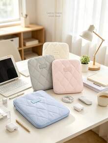 1pc Minimalist Padded Diamond Lattice Tablet Sleeve Soft Shockproof Electronics Organizer Protective Storage Bag For Students School College Travel Essentials Perfect Gift For Students Office Desktop Supplies Essential For The Start Of School - Multiple Styles - View 6